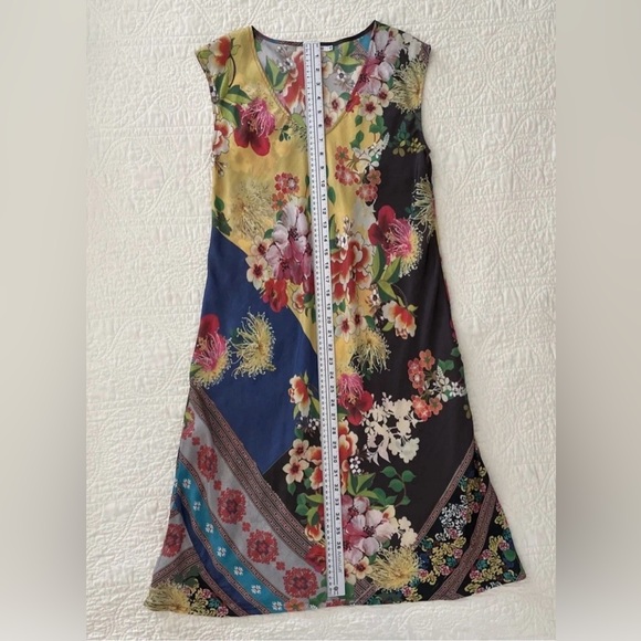 Johnny Was Aura Floral Patchwork 100% Silk Midi Slip Dress Sz XS - Picture 5 of 10